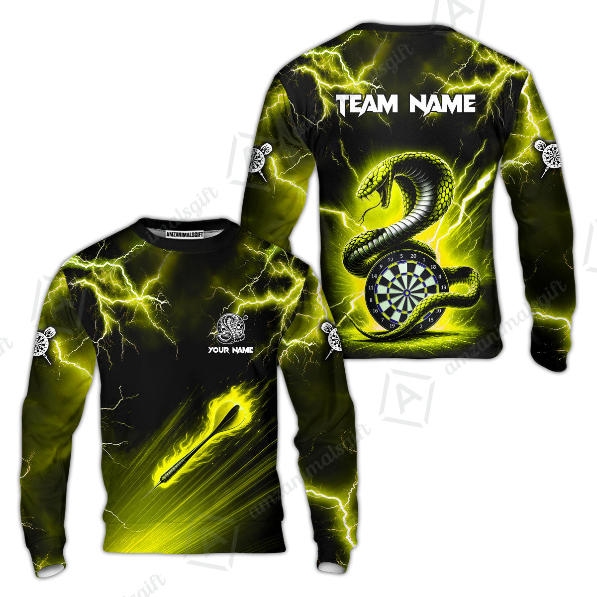 Customized Darts Sweatshirt, Darts Thunder Lightning Cobra Snake Multicolor Sweatshirt For Darts Player