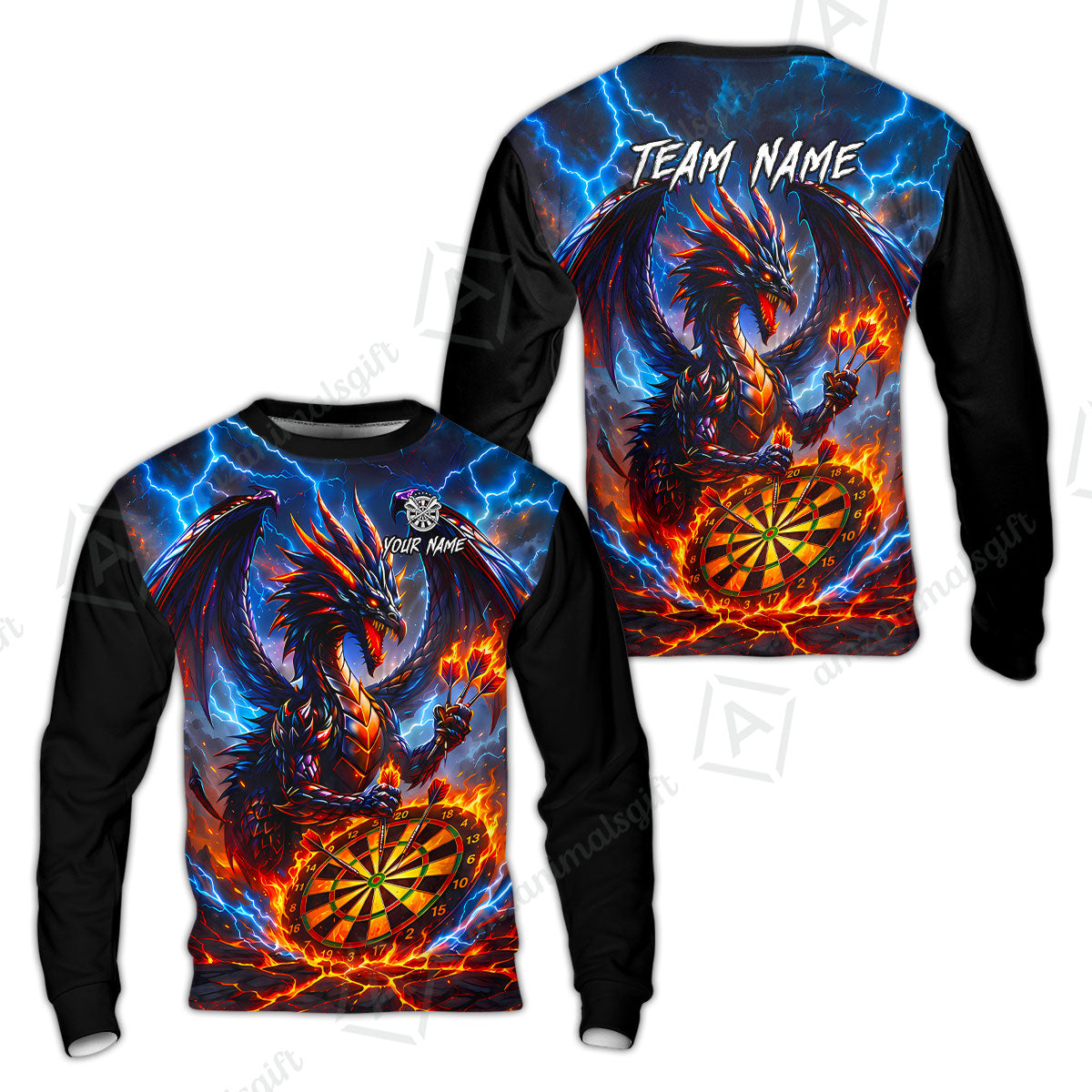 Custom Darts Jersey Polo Shirt, Dragon Fire Darts, Custom Dart Jersey Team Shirt For Players With Name & Team Name