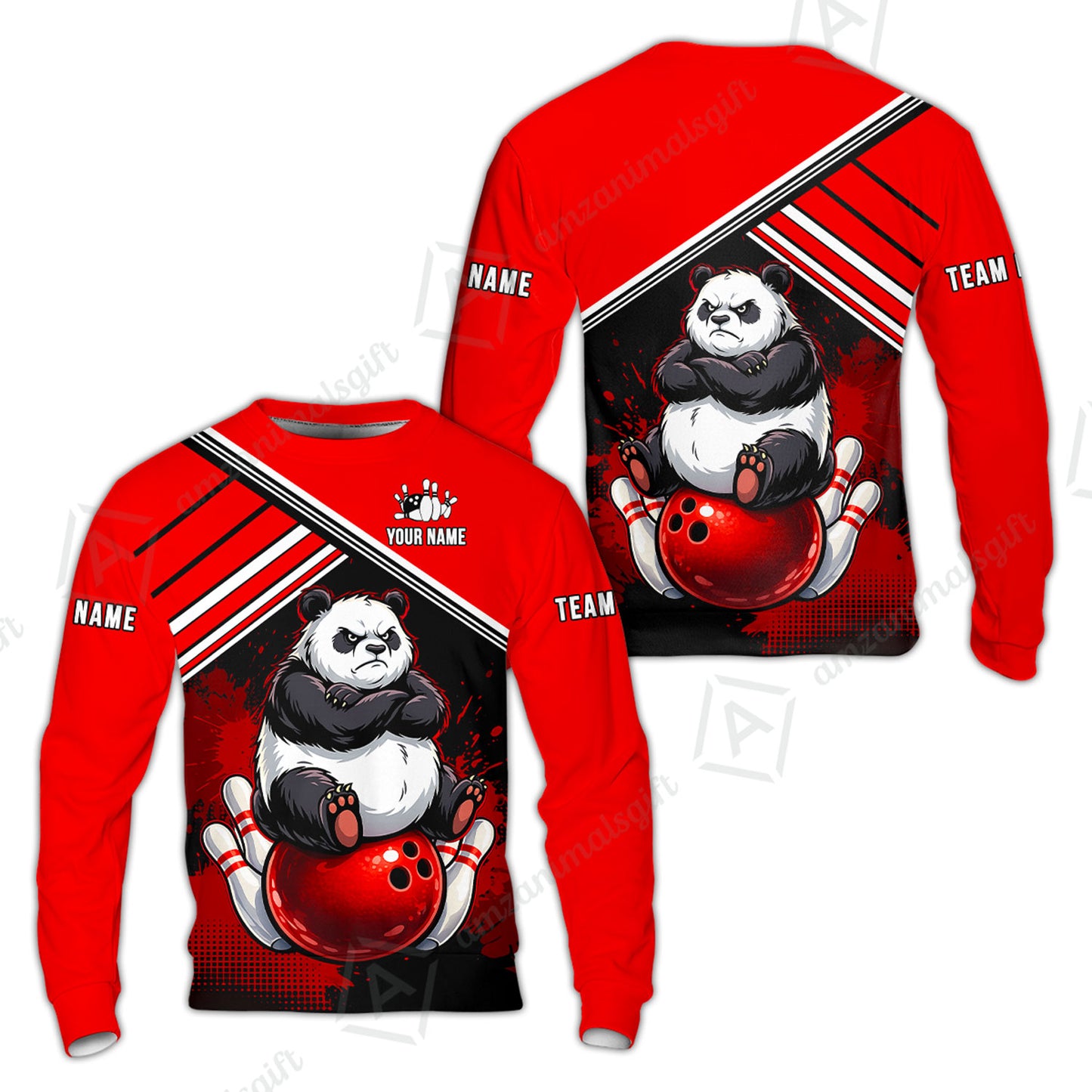 Custom Bowling Jersey Polo Shirt, Panda Mascot Bowling Custom Bowling Jersey Team Shirt For Players With Name & Team Name