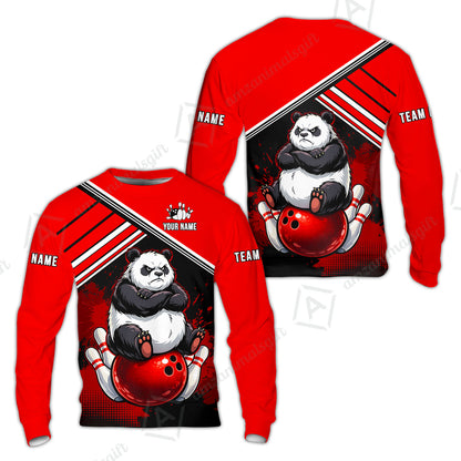 Custom Bowling Jersey Polo Shirt, Panda Mascot Bowling Custom Bowling Jersey Team Shirt For Players With Name & Team Name
