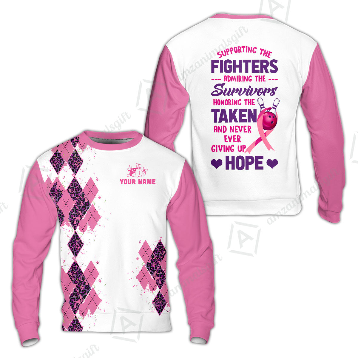 Custom Bowling Jersey Polo Shirt, Supporting The Fighters Admiring The Survivors Honoring The Taken And Never Ever Giving Up Hope