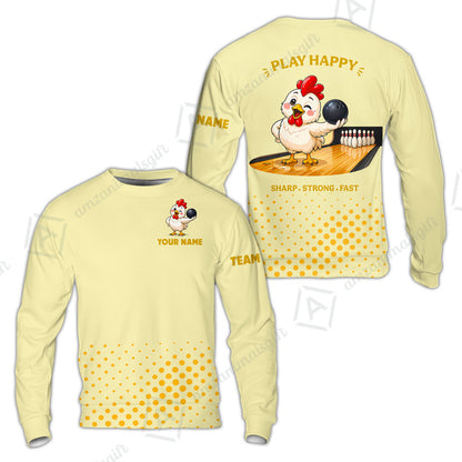 Custom Bowling Jersey Polo Shirt, Happy Rooster, Custom Bowling Jersey Team Shirt For Players With Name and Team Name
