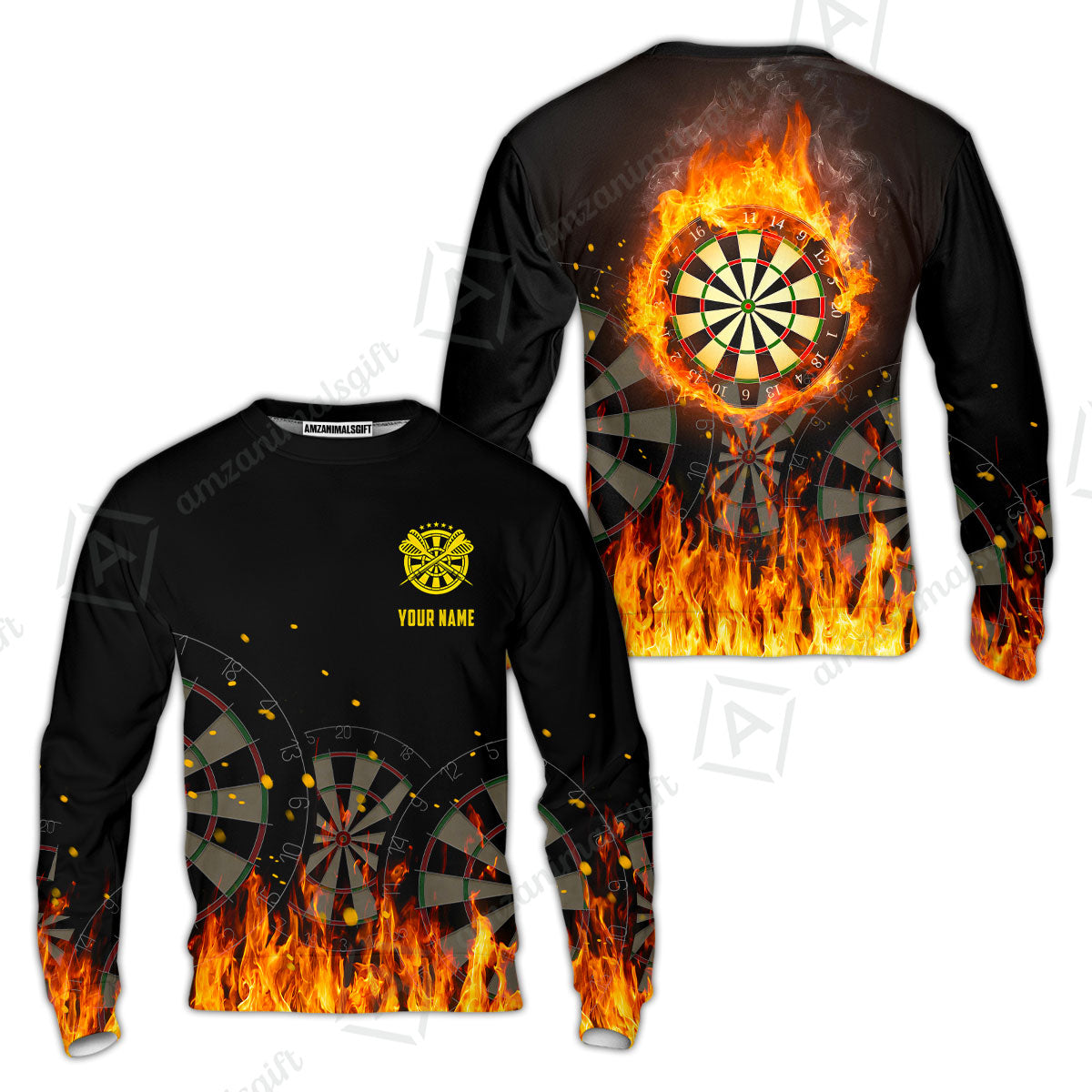 Custom Darts Team Uniform Jersey Darts Fire Unisex Polo Shirts, Darts Player Uniform, Personalized Name And Team Name