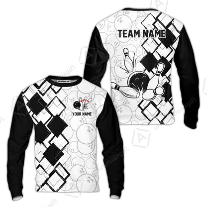 Custom Bowling Team Jersey League Bowling Unisex Polo Shirts, Bowling uniforms Ball & Pins Personalized Bowling Name And Team Name