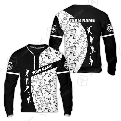 Custom Bowling Team Jerseys Polo Shirts, Bowling Pattern uniforms Ball & Pins Personalized Bowling Name And Team Name