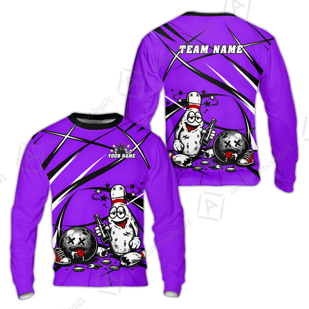 Custom Bowling Jersey Polo Shirt, Drunk Bowling Pin And Ball, Custom Bowling Jersey Team Shirt For Players With Name & Team Name