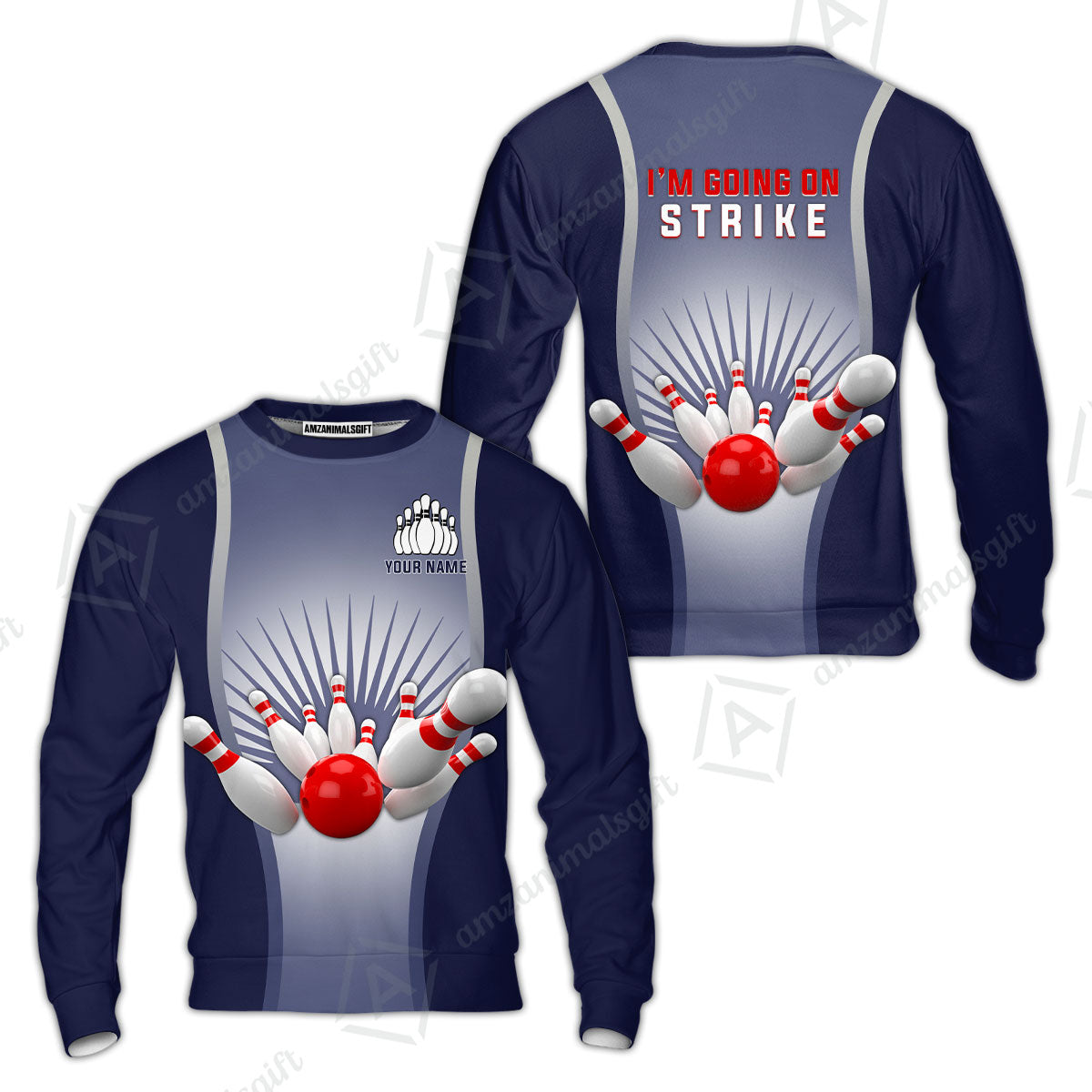 Bowling Sweatshirt Custom Name - Bowling I'm Going On Strike Personalized Aloha Sweatshirt- Gift For Friend, Family, Bowling Lovers
