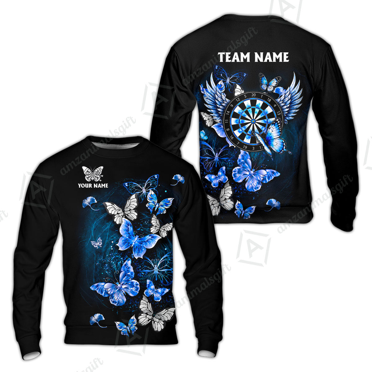 Custom Dart Jersey Team Shirt For Players, Dreamy Nebula & Angelic Butterflies, Personalize Name and Team Name
