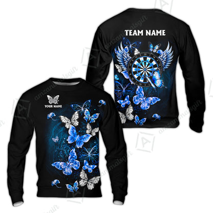Custom Dart Jersey Team Shirt For Players, Dreamy Nebula & Angelic Butterflies, Personalize Name and Team Name