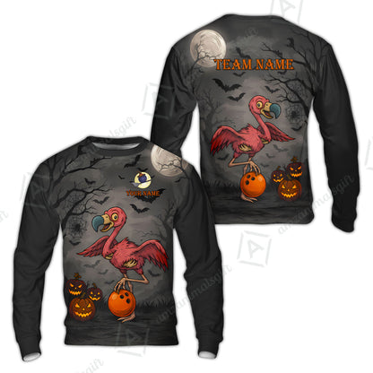 Customized Halloween Zombie Flamingo Bowling Jersey, Custom Name And Team Name For Bowlers