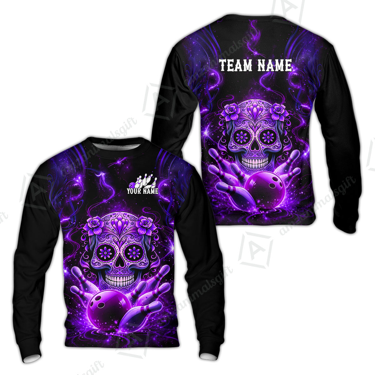 Customized Darts Team Jersey, Sugar Skull Bowler, Personalized Polo Shirt For Players With Name & Team Name
