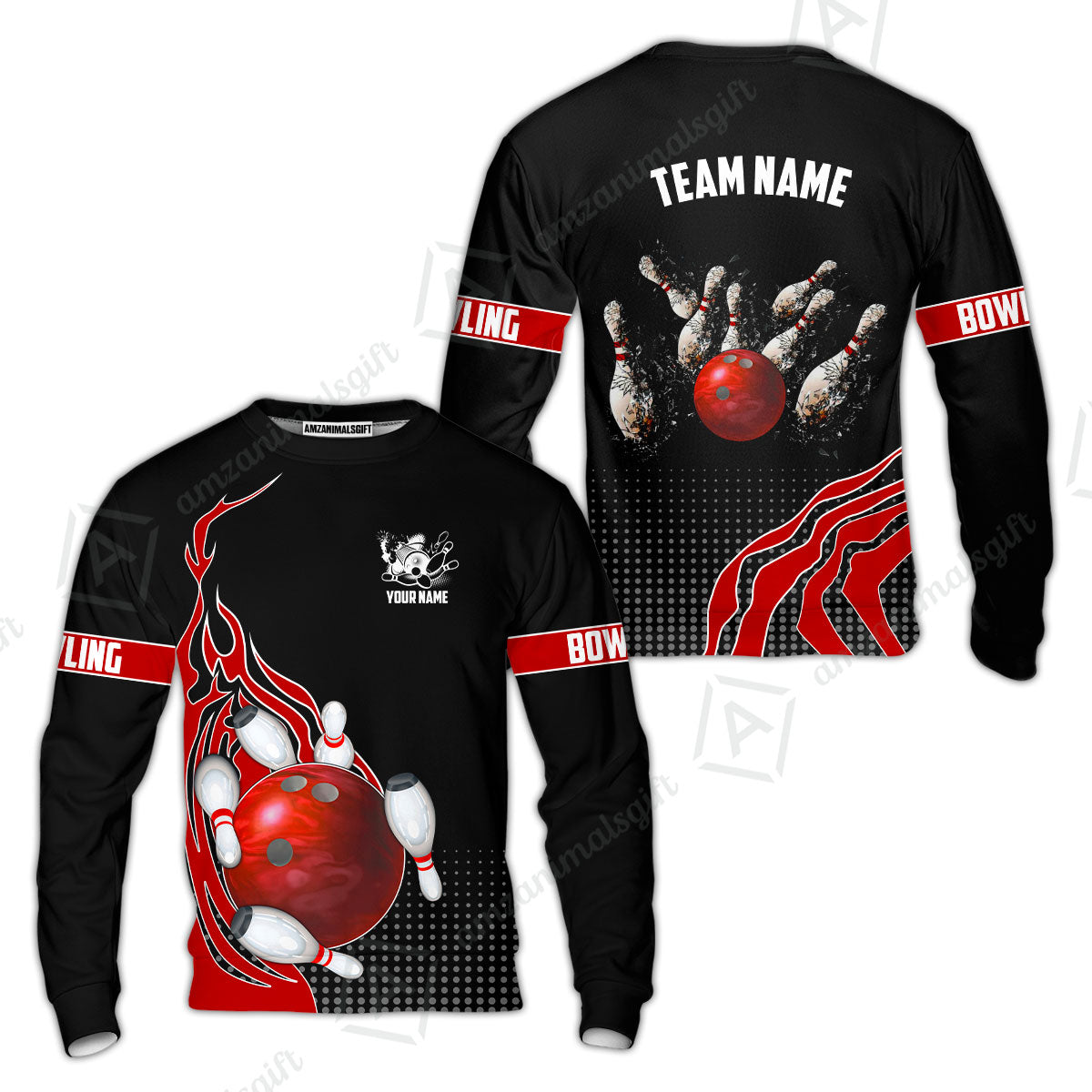 Customized Bowling Unisex Polo Shirt, Bowling And Breaking Pins Multicolor Option Customized Name And Team Name Polo Jerseys Shirts