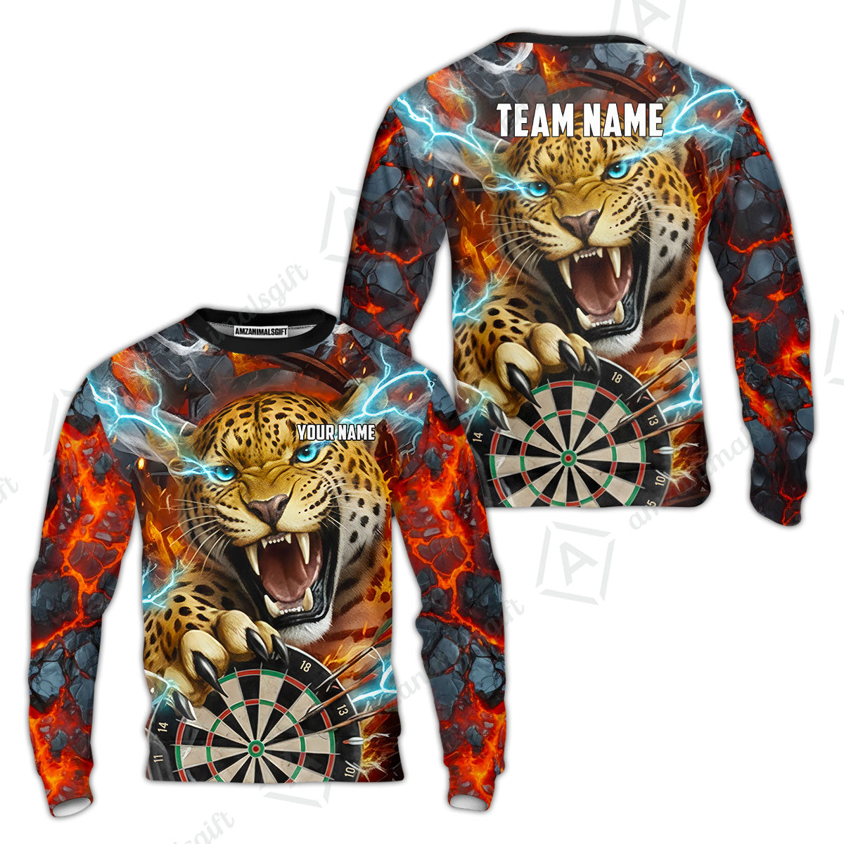 Custom Darts Team Jersey, Personalized Leopard Darts Polo Shirt For Players With Name & Team Name