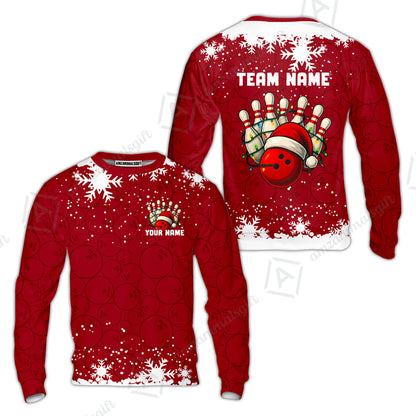 Christmas Bowling snowflake, Custom Xmas Bowling Outfits, Christmas Bowling uniforms - Bowling Polo Personalized Name And Team Name