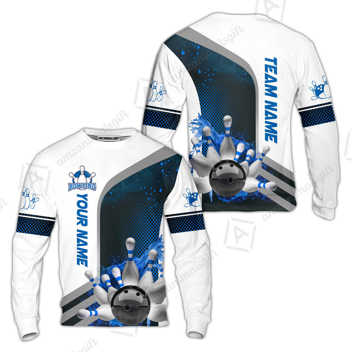 Custom Team Name Bowling Team Jersey - Custom Name Bowling Ball And Pins Water Personalized Bowling Polo Shirt - Uniform Shirt For Bowlers