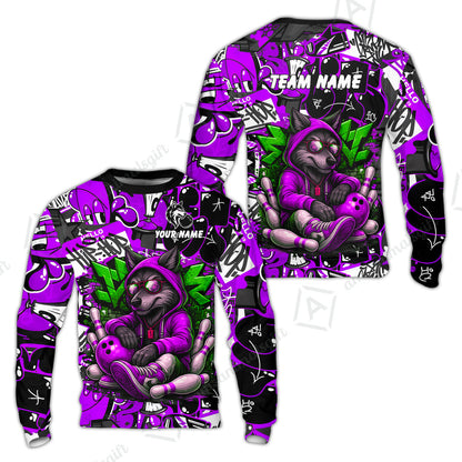 Custom Bowling Jersey Polo Shirt, Badass Wolf Mascot Bowling, Custom Bowling Jersey Team Shirt For Players With Name & Team Name