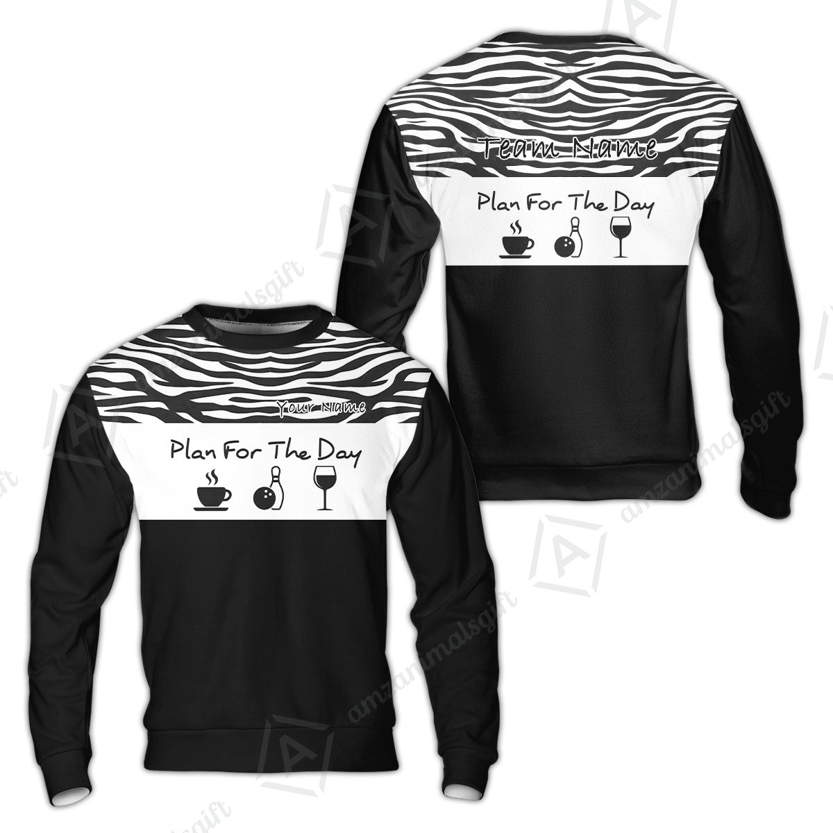 Custom Bowling Jersey Polo Shirt, Pink Zebra Pattern Bowling, Custom Bowling Jersey Team Shirt For Players With Name & Team Name