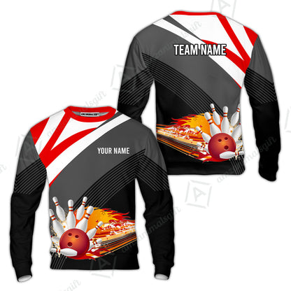 Custom Black and Red Flame Bowling Team Jersey Polo Shirts, Bowling Team Uniforms Jerseys, Personalized Name And Team Name