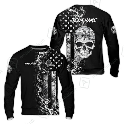 Custom Bowling Jersey Polo Shirt, Gothic Skeleton Skull Strike, Custom Bowling Jersey Team Shirt For Players With Name and Team Name
