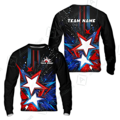 Custom Abstract Patriotic Bowling Jersey Polo Shirt, Custom Abstract Patriotic Bowling Jersey Team Shirt For Players With Name & Team Name