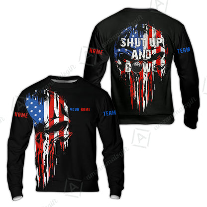 Custom Bowling Jersey Polo Shirt,  Skull Bowling, Custom Bowling Jersey Team Shirt For Players With Name and Team Name