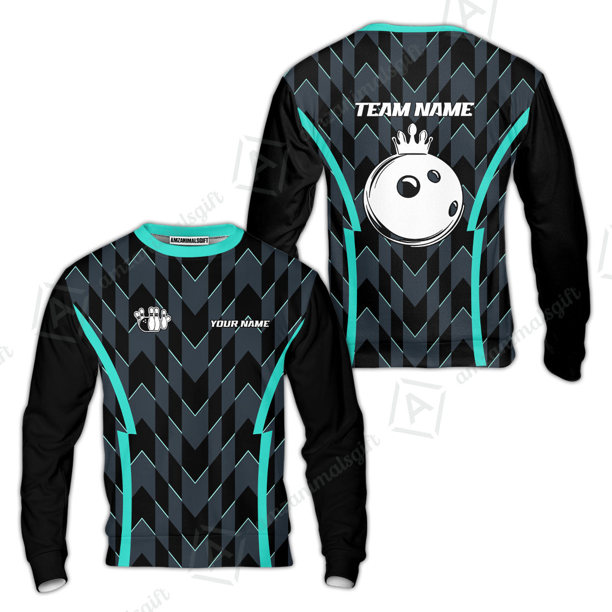 Custom Turquoise Camo Bowling Team Jersey Polo Shirts, Bowling Team Uniforms Jerseys, Personalized Name And Team Name