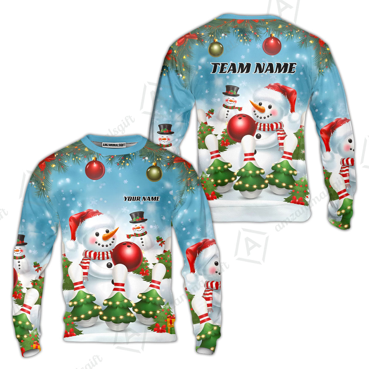 Custom Bowling Team Uniform Jersey Funny Christmas Snowman Bowling Shirts, Christmas Bowling Tournament Outfits - Personalized Name And Team Name