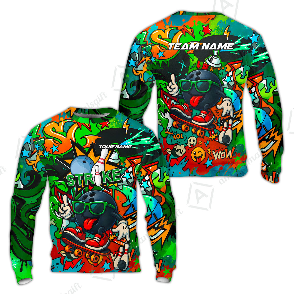 Customized Skater Bowler Bowling Jersey, Custom Name And Team Name For Bowlers
