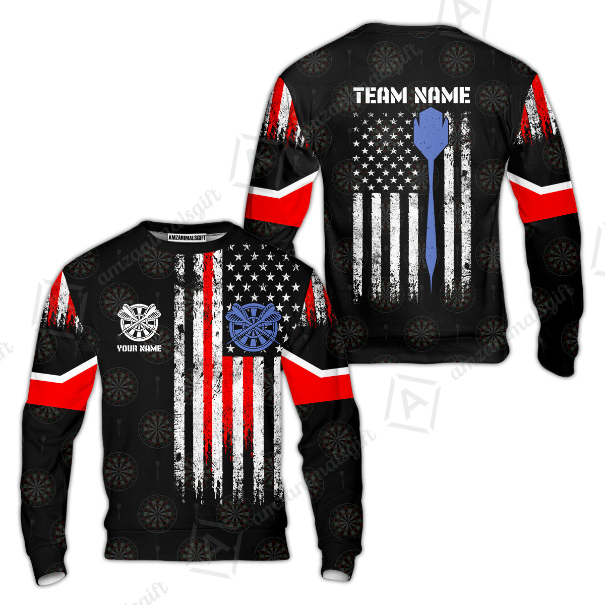 Customized American Flag Darts Polo Shirt, Darts Red White Blue Team Jersey Polo Shirt, Perfect Outfit for Darts Players