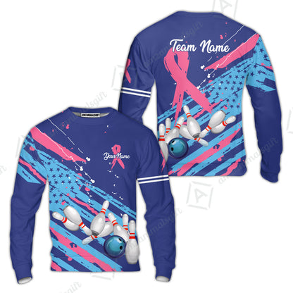 Custom Breast cancer awareness Bowling Team Jerseys Polo Shirts, Bowling uniforms, Breast cancer Bowling Personalized Name And Team Name