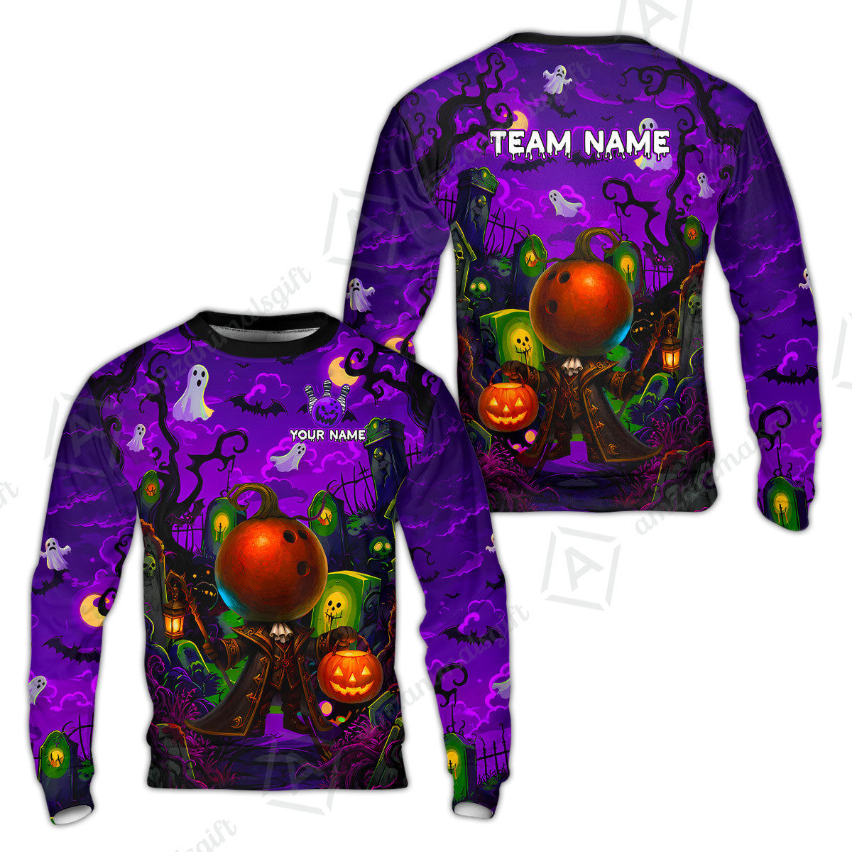 Custom Bowling Jersey Polo Shirt, Halloween Spooky Strike, Custom Bowling Jersey Team Shirt For Players With Name & Team Name
