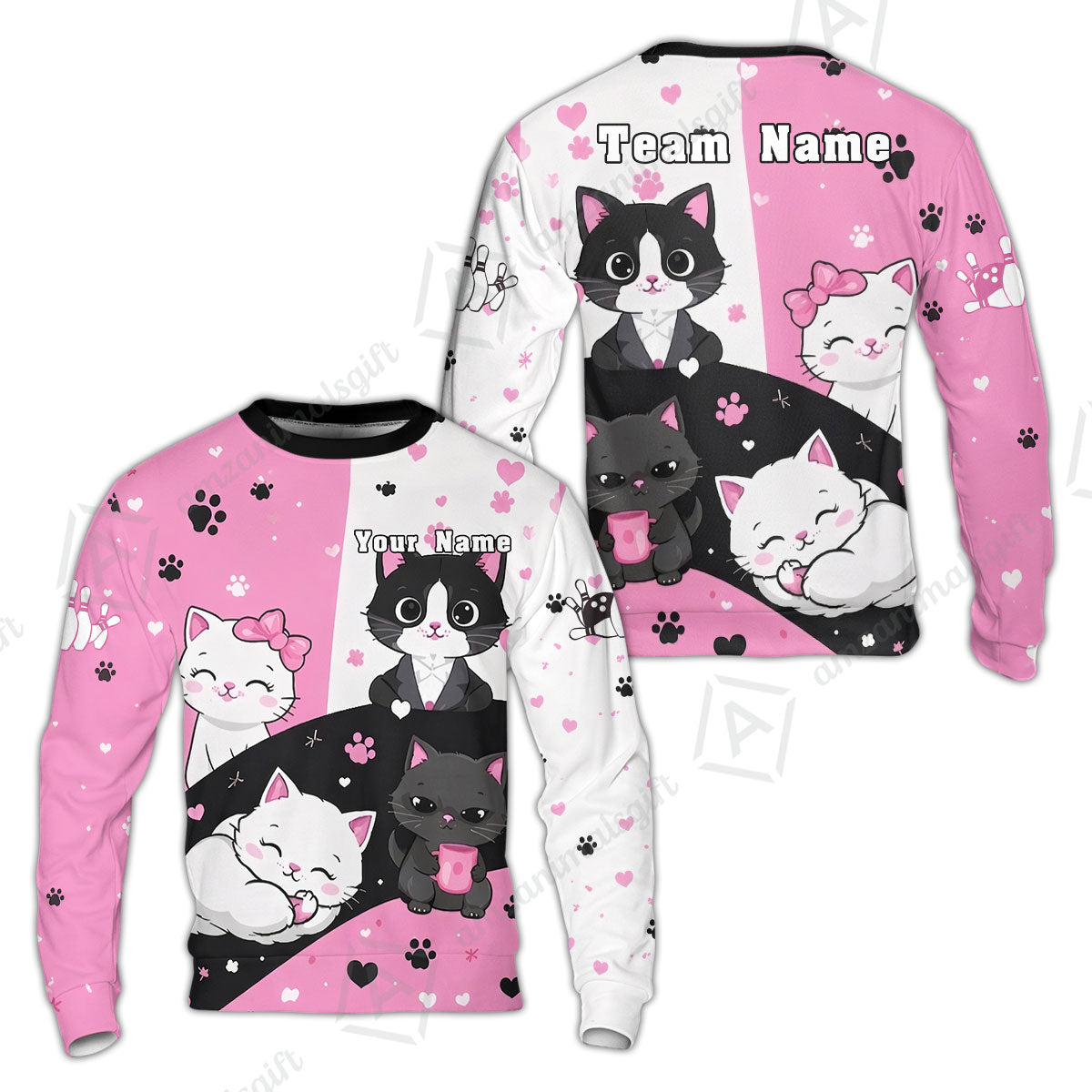 Custom Bowling Jersey Polo Shirt,  Meow Moments, Custom Bowling Jersey Team Shirt For Players With Name and Team Name