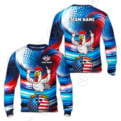 Custom Bowling Jersey Polo Shirt, Bad Chicken, Custom Bowling Jersey Team Shirt For Players With Name and Team Name