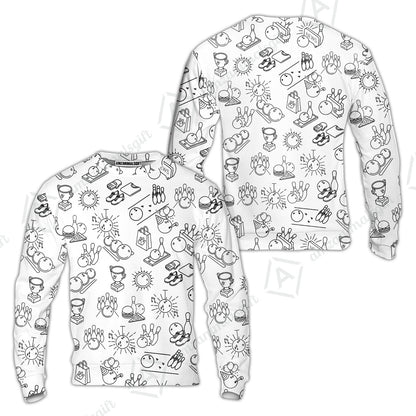 Bowling Men Polo Shirt, Bowling Icon Pattern Polo Shirt For Men, Perfect Gift For Bowling Lovers