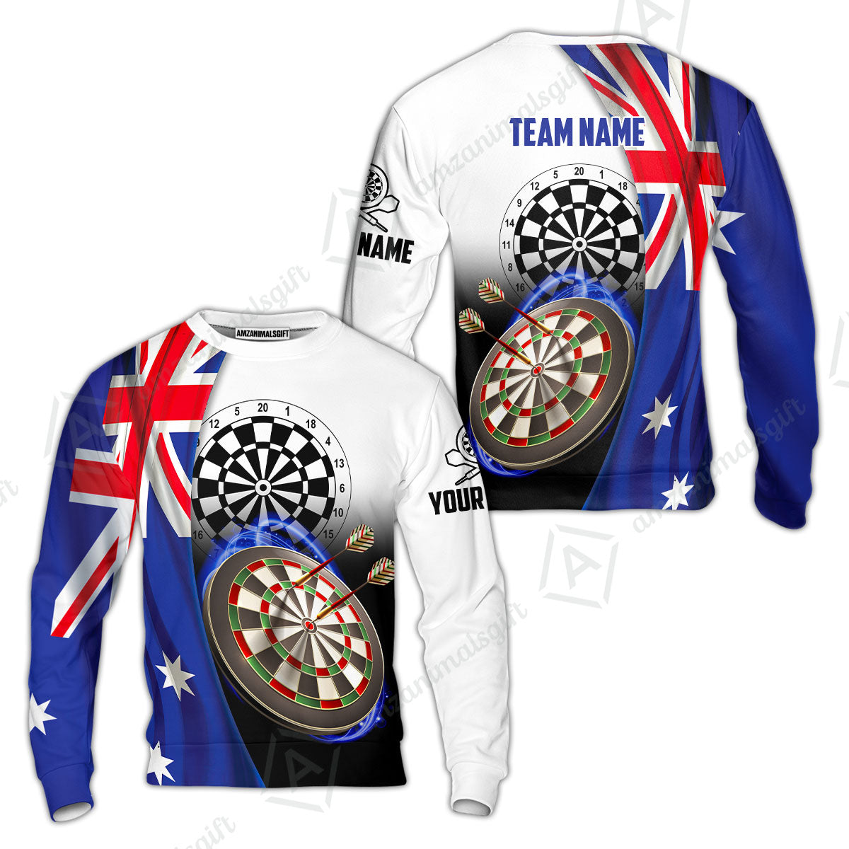 Personalized Darts Men Polo Shirt - Custom Name & Team Name Australia Flag Darts Polo Shirt For Men, Darts Team, Darts Lover