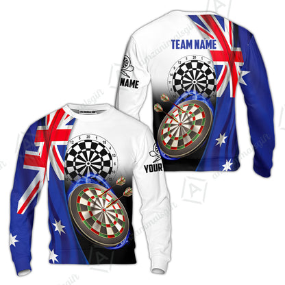 Personalized Darts Men Polo Shirt - Custom Name & Team Name Australia Flag Darts Polo Shirt For Men, Darts Team, Darts Lover