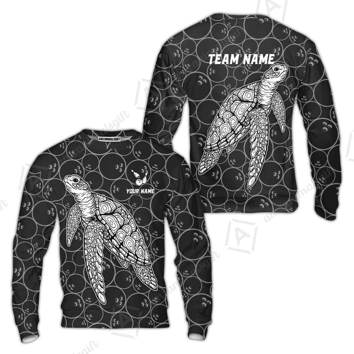 Customized Bowling Unisex Polo Shirt, Bowling Sea Turtle, Bowling Uniform - Personalized Name And Team Name