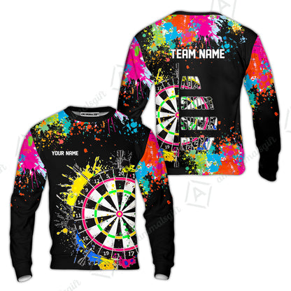 Custom Funny Dartboards Colorful Paint Quarter Zip Polo Team Shirts,  Custom Aim Shoot Swear Repeat Darts Team Jerseys Uniform