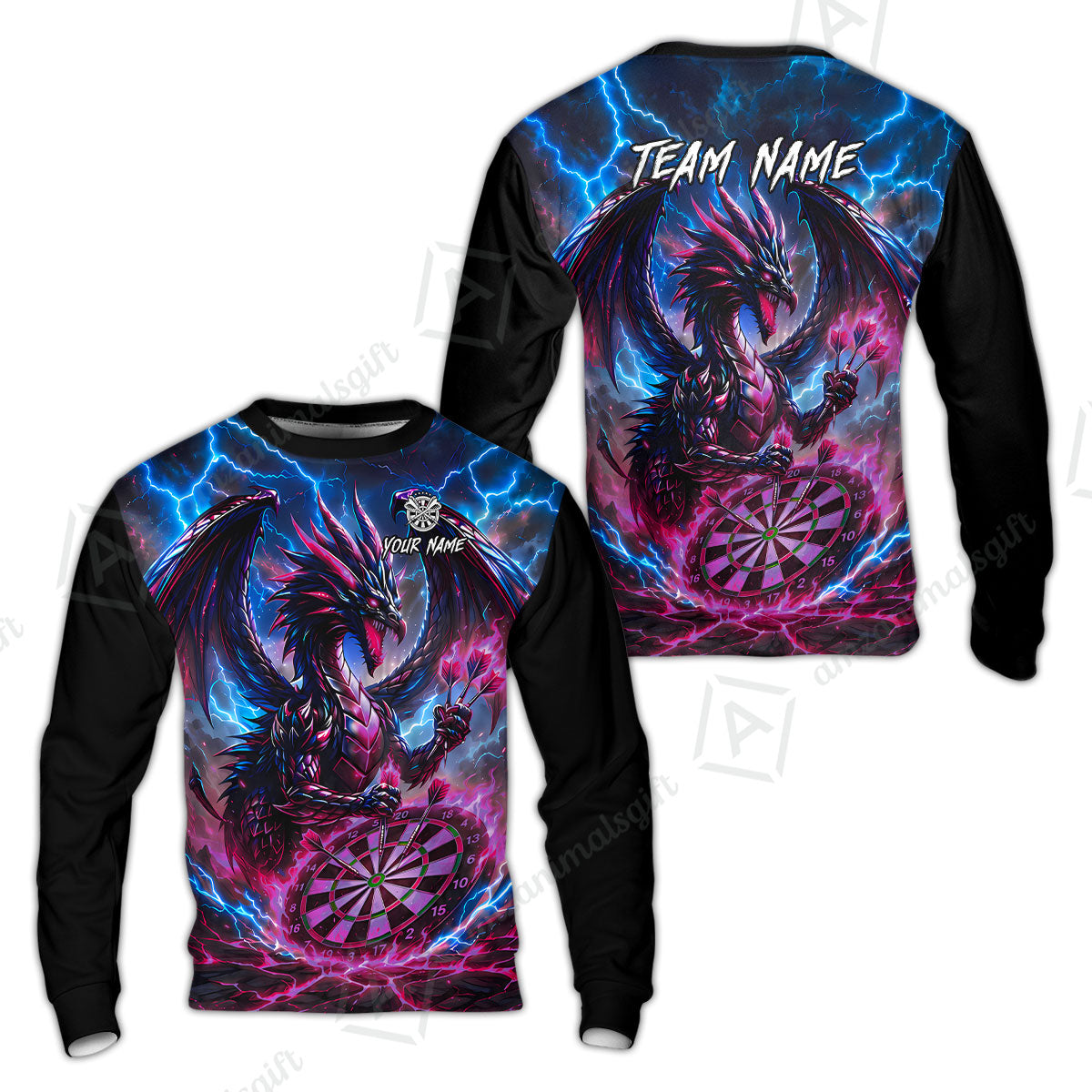 Custom Darts Jersey Polo Shirt, Dragon Fire Darts, Custom Dart Jersey Team Shirt For Players With Name & Team Name