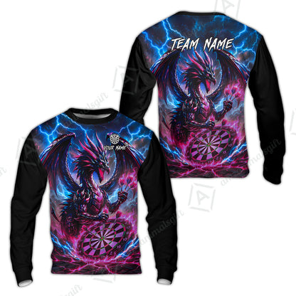 Custom Darts Jersey Polo Shirt, Dragon Fire Darts, Custom Dart Jersey Team Shirt For Players With Name & Team Name