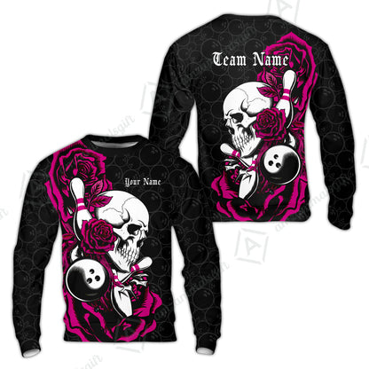 Custom Bowling Jersey Polo Shirt, Deadly Rose, Personalized Name And Team Name