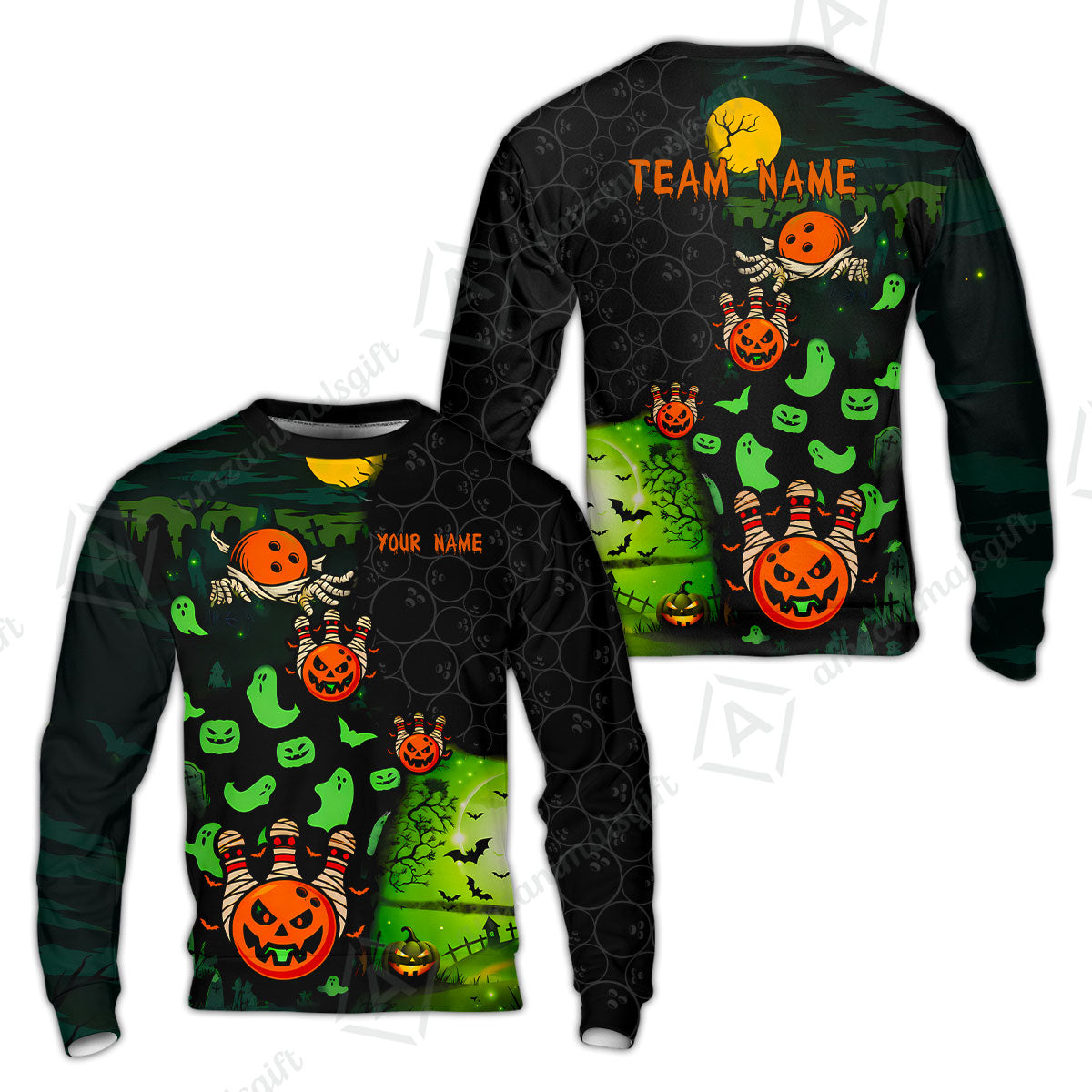 Customized Halloween Neon Ghost Bowling Jersey, Custom Name And Team Name For Bowlers