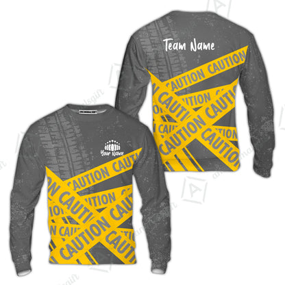 Custom Caution tape Bowling Team Jerseys Polo Shirts, Bright Yellow CAUTION Tape Bowling uniforms - Bowling Personalized Name And Team Name