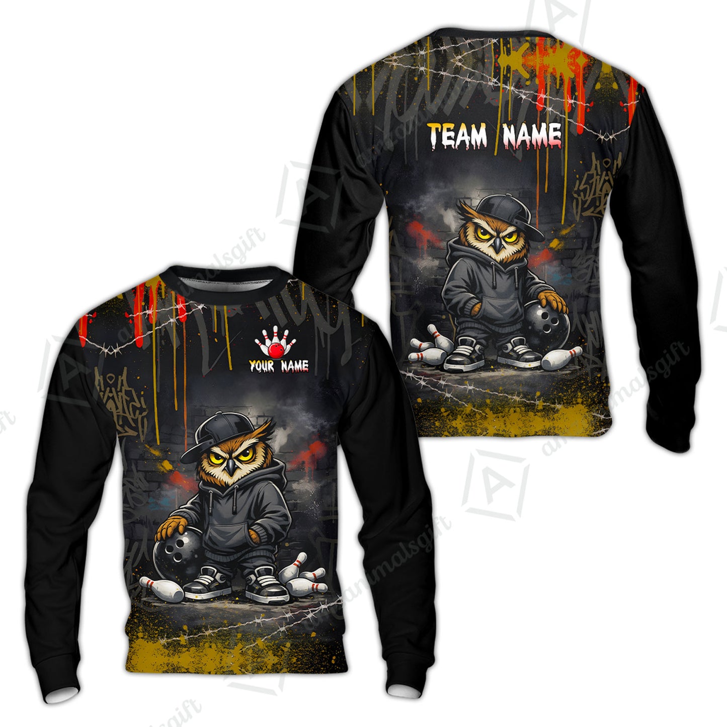 Custom Bowling Jersey Polo Shirt, Night Owl Striker Bowling, Custom Bowling Jersey Team Shirt For Players With Name & Team Name