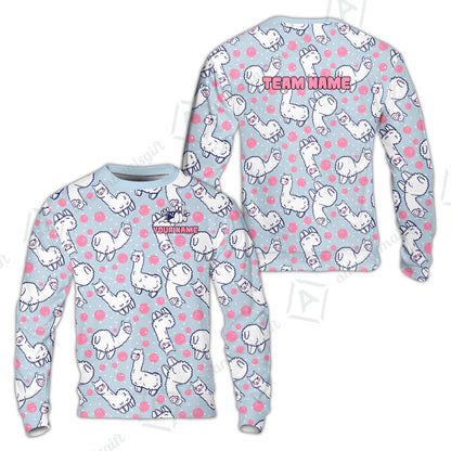 Custom Bowling Jersey Polo Shirt, Cute Alpaca Pattern Bowling Custom Bowling Jersey Team Shirt With Name & Team Name