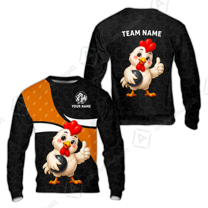 Custom Bowling Jersey Polo Shirt, Happy Chick, Custom Bowling Jersey Team Shirt For Players With Name and Team Name