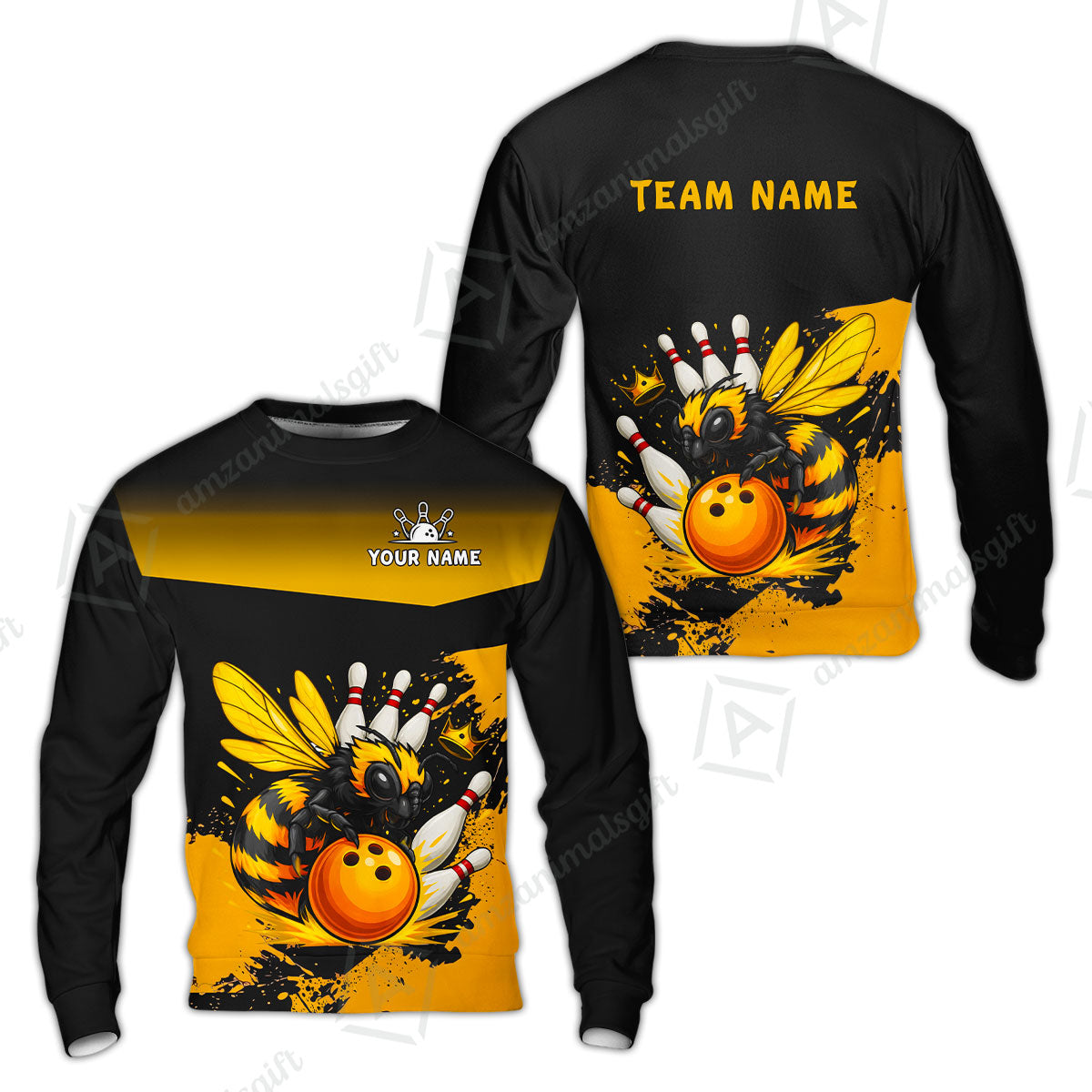 Custom Bowling Jersey Polo Shirt, Aggressive Yellow Jacket Swarm, Custom Bowling Jersey Team Shirt For Players With Name and Team Name