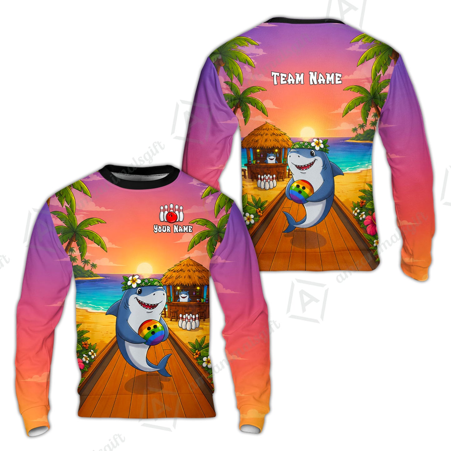 Custom Bowling Jersey Polo Shirt, Shark Strike, Custom Bowling Jersey Team Shirt For Players With Name and Team Name