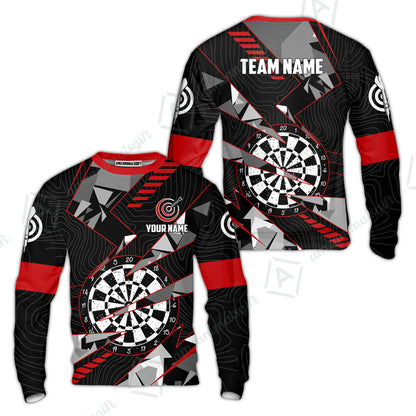 Custom Darts Team Jersey Unisex Polo Shirts, Custom Black Red Grunge Darts Team Jerseys Uniform, Personalized Name And Team Name