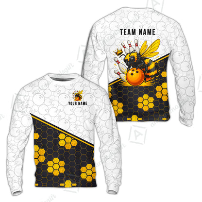 Custom Bowling Jersey Polo Shirt, Elite Golden Honeycomb Bee, Custom Bowling Jersey Team Shirt For Players With Name and Team Name